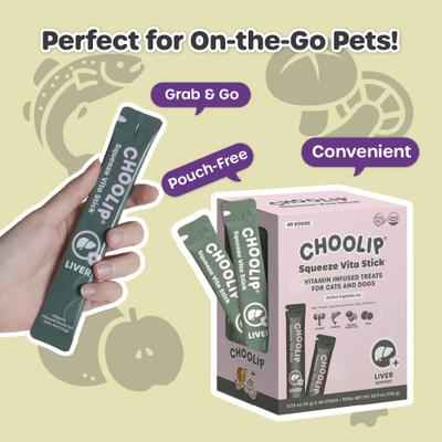 Show full view: Choolip Squeeze Vita Stick Grab n Go Liver Support Lickable Cat Treats, 49 count slide 4 of 10