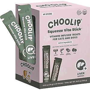 Choolip Squeeze Vita Stick Grab n Go Liver Support Lickable Cat Treats, 49 count