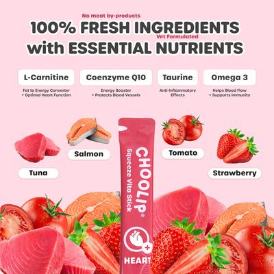 Show full view: Choolip Squeeze Vita Stick Grab n Go Heart Support Lickable Cat Treats, 49 count slide 6 of 10