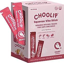 Choolip Squeeze Vita Stick Grab n Go Heart Support Lickable Dog & Cat Treats, 49 count