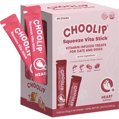 Choolip Squeeze Vita Stick Grab n Go Heart Support Lickable Cat Treats, 49 count