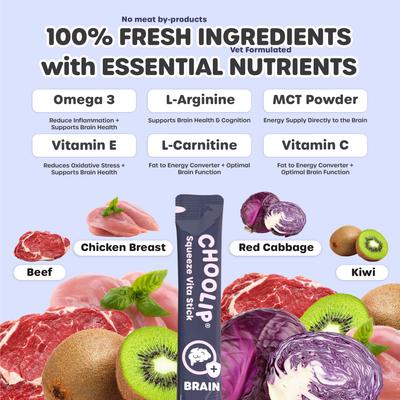 Show full view: Choolip Squeeze Vita Stick Grab n Go Brain Support Lickable Cat Treats, 49 count slide 6 of 10