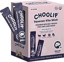 Choolip Squeeze Vita Stick Grab n Go Brain Support Lickable Dog & Cat Treats, 49 count
