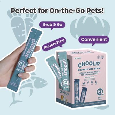 Show full view: Choolip Squeeze Vita Stick Grab n Go Eyes Support Lickable Cat Treats, 49 count slide 4 of 10