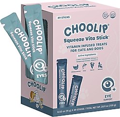 Choolip Squeeze Vita Stick Grab n Go Eyes Support Lickable Dog & Cat Treats, 49 count