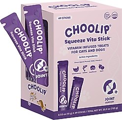 Choolip Squeeze Vita Stick Grab n Go Joints Support Lickable Dog & Cat Treats, 49 count
