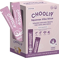 Choolip Squeeze Vita Stick Grab n Go Coat Support Lickable Cat Treats, 49 count