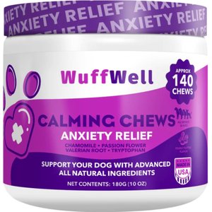 Wuffwell Calming Supplement Chews for Dogs, 140 count