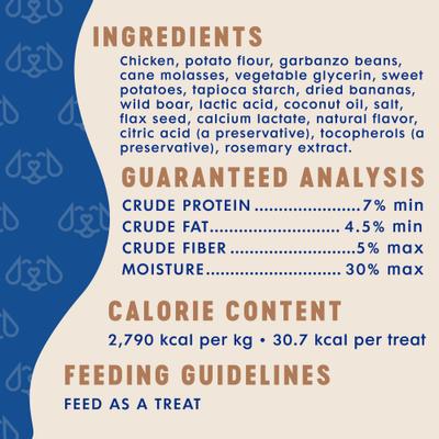 Show full view: Finley's Meaty Sticks Chicken & Wild Boar Soft & Chewy Dog Treats, 12-oz bag slide 7 of 10