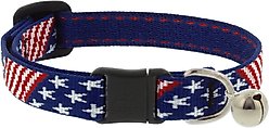 LupinePet Limited Edition Old Glory Breakaway Buckle Safety Cat Collar with Bell, 8 to 12-in neck, 1/2-in wide
