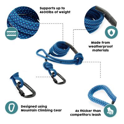 Show full view: Embark Harness Co. Adventure Pro Climbing Rope & Carabiner Dog Leash, Navy Blue, 6-ft slide 2 of 5
