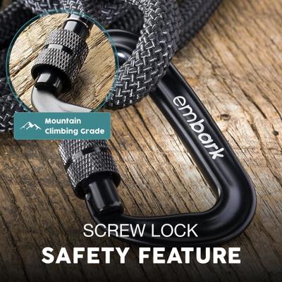 Show full view: Embark Harness Co. Adventure Pro Climbing Rope & Carabiner Dog Leash, Black, 6-ft slide 4 of 5