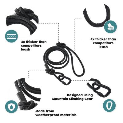 Show full view: Embark Harness Co. Adventure Pro Climbing Rope & Carabiner Dog Leash, Black, 6-ft slide 2 of 5