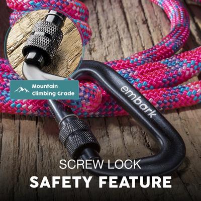 Show full view: Embark Harness Co. Adventure Pro Climbing Rope & Carabiner Dog Leash, Pink, 6-ft slide 4 of 5