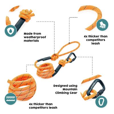 Show full view: Embark Harness Co. Adventure Pro Climbing Rope & Carabiner Dog Leash, Orange, 6-ft slide 3 of 6