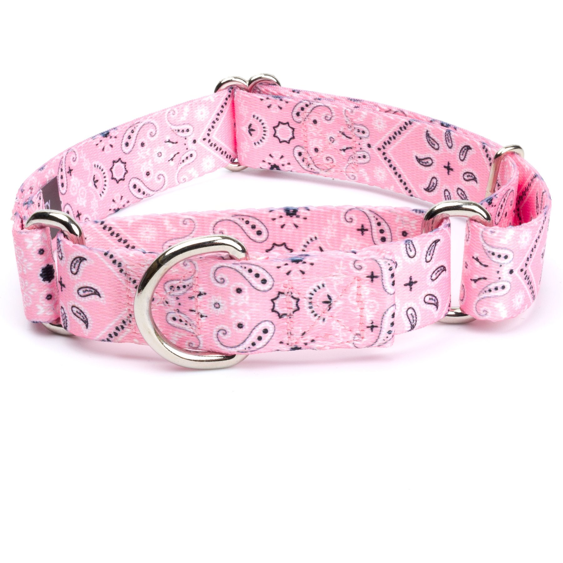 Country Brook Petz Pink Bandana Martingale Dog Collar, XX-Small: 7 to 10-in neck, 1/2-in wide