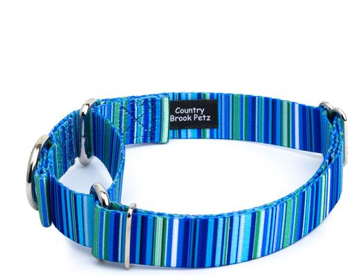Show full view: Country Brook Petz Blue Serape Martingale Dog Collar, Medium: 15 to 21-in neck, 1-in wide slide 3 of 6