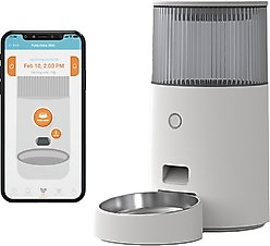 INSTACHEW Purechew Mini Automatic Stainless Steel Smart Pet Feeder, White, 94-oz