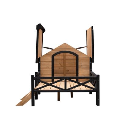 Show full view: Cesicia Outdoor Wooden Cabin Style Dog House with Porch, Honey slide 8 of 9