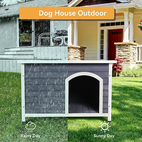 Show full view: Cesicia Elevated Wooden Outdoor Dog House, Grey slide 5 of 6