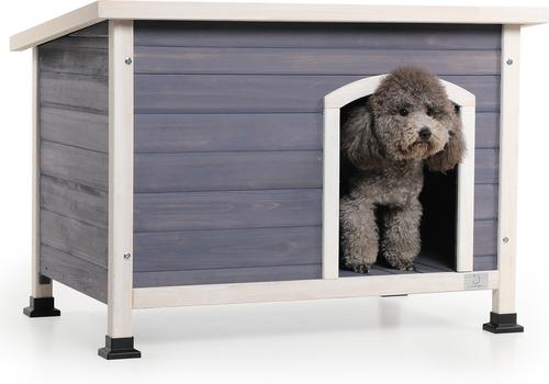 Show full view: Cesicia Elevated Wooden Outdoor Dog House, Grey slide 3 of 6