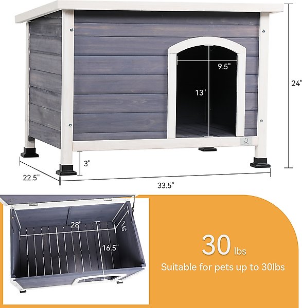 Show full view: Cesicia Elevated Wooden Outdoor Dog House, Grey slide 6 of 6