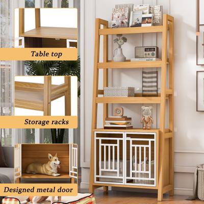 Show full view: Cesicia Ladder Bookcase Furniture Style Dog Crate, Ancient Oak slide 3 of 9