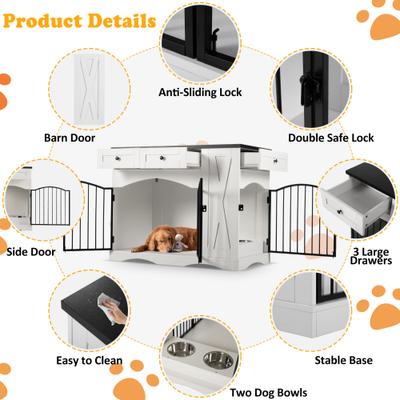 Show full view: Cesicia Farmhouse Furniture Style Dog Crate, Black/White slide 5 of 9