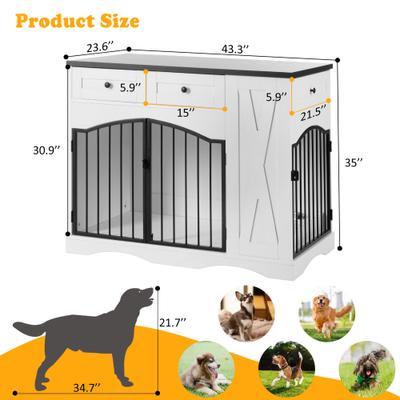 Show full view: Cesicia Farmhouse Furniture Style Dog Crate, Black/White slide 9 of 9