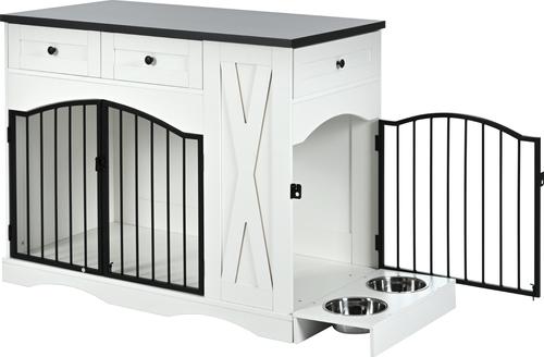 Show full view: Cesicia Farmhouse Furniture Style Dog Crate, Black/White slide 8 of 9