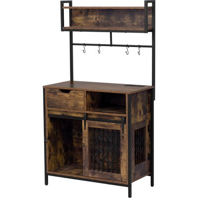 Cesicia Cesicia Desk Hutch Furniture Style Dog Crate, Rustic Brown