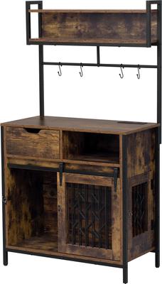 Show full view: Cesicia Desk Hutch Furniture Style Dog Crate, Rustic Brown slide 7 of 8