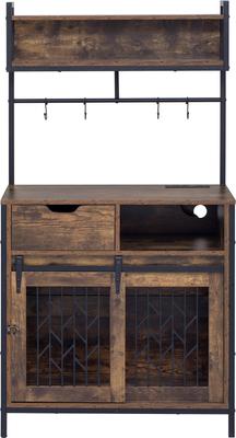 Show full view: Cesicia Desk Hutch Furniture Style Dog Crate, Rustic Brown slide 3 of 8