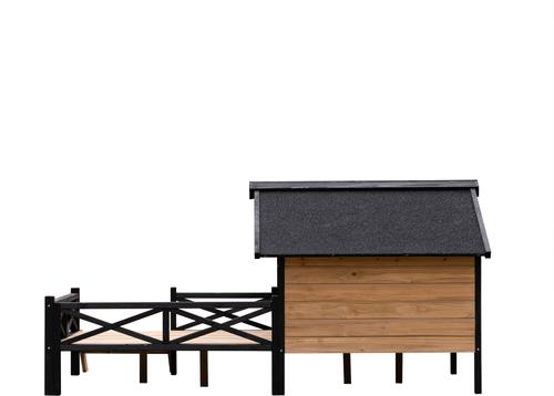 Show full view: Cesicia Outdoor Wooden Cabin Style Dog House with Porch, Honey slide 7 of 9