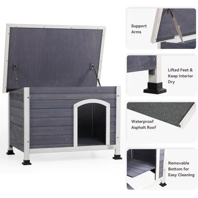 Show full view: Cesicia Elevated Wooden Outdoor Dog House, Grey slide 4 of 6