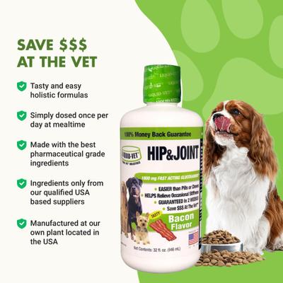 Show full view: Liquid-Vet Hip & Joint Support Bacon Flavor Liquid Joint Supplement for Dogs, 32-fl oz bottle slide 6 of 10