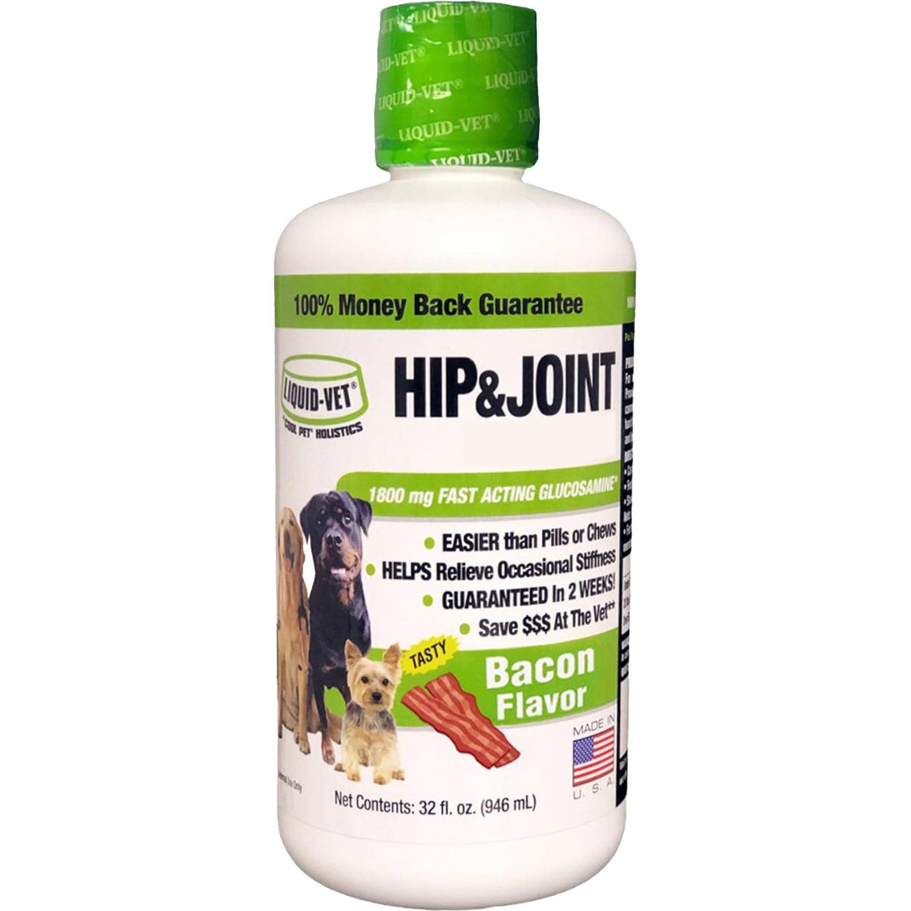 Liquid-Vet Hip & Joint Support Bacon Flavor Liquid Joint Supplement for Dogs, 32-fl oz bottle