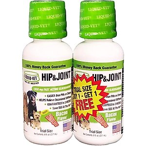 Liquid-Vet Hip & Joint Support Bacon Flavor Liquid Joint Supplement for Dogs, 8-fl oz bottle, 2-pack trial