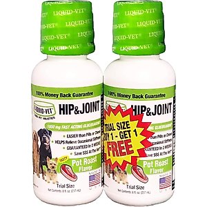 Liquid-Vet Hip & Joint Pot Roast Dog Supplement, 8-fl oz bottle, 2-pack trial