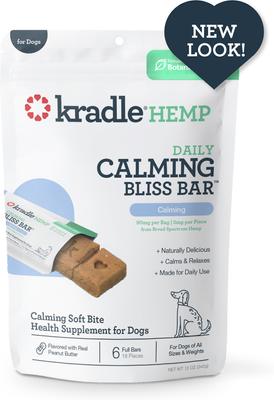 Show full view: Kradle Bliss Bar Peanut Butter Flavored Soft Bite Calming Broad Spectrum Hemp Extract Health Supplement for Dogs, 6 count slide 3 of 10