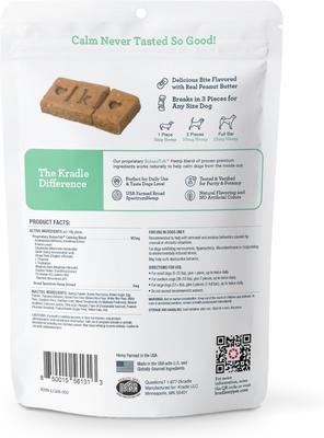 Show full view: Kradle Bliss Bar Peanut Butter Flavored Soft Bite Calming Broad Spectrum Hemp Extract Health Supplement for Dogs, 6 count slide 4 of 10