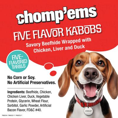 Show full view: Chomp'ems Five Flavor Kabobs Dog Treats, 24 count slide 5 of 9