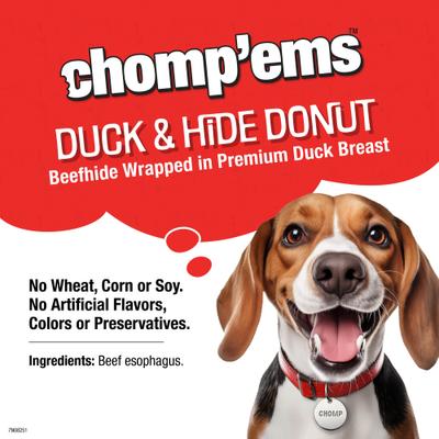 Show full view: Chomp'ems Beefhide Donut with Duck Dog Treats, 1 count, bundle of 2 slide 5 of 8