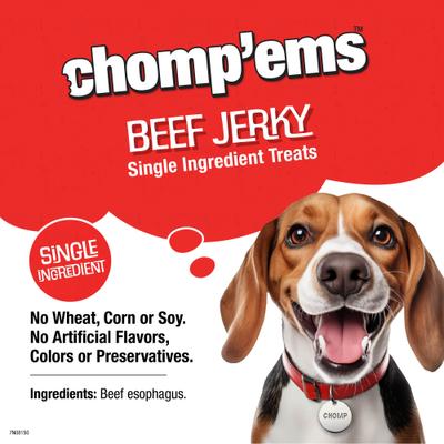 Show full view: Chomp'ems Beef Jerky Dog Treats, 7-oz bag, bundle of 2 slide 5 of 8