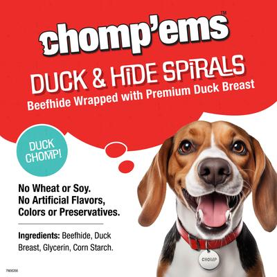 Show full view: Chomp'ems Premium Beefhide Spiral Duck Dog Treats, 2 count slide 5 of 9