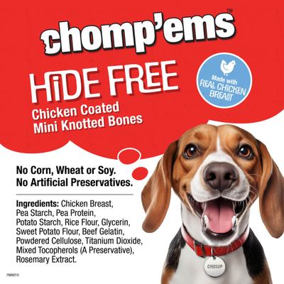 Show full view: Chomp'ems Hide-Free Chicken Mini Knot Bones Dog Treats, 20-count bundle slide 5 of 9