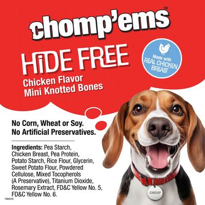 Show full view: Chomp'ems Hide-Free Knot Bones Two-Tone Chicken Dog Treats, 20 count slide 5 of 9