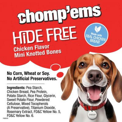 Show full view: Chomp'ems Hide-Free Knot Bones Two-Tone Chicken Dog Treats, 20 count, bundle of 2 slide 5 of 9