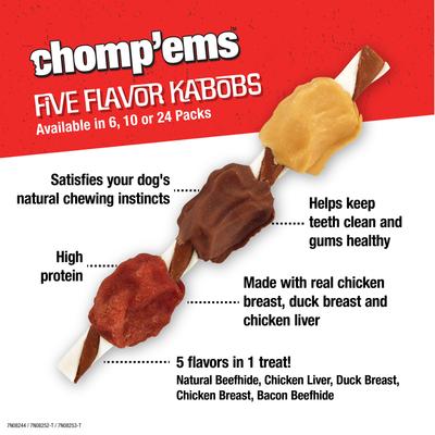 Show full view: Chomp'ems Five Flavor Kabobs Dog Treats, 24 count slide 4 of 9