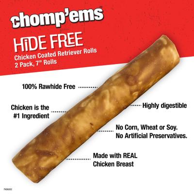 Show full view: Chomp'ems 7"Hide-Free Chicken Rolls Dog Treats, 2 count, bundle of 2 slide 5 of 9
